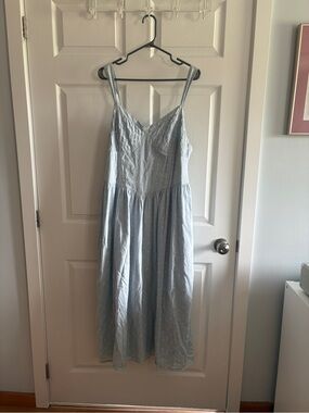 American eagle Light Blue Polka Dot Sundress — Sleeveless Midi Dress